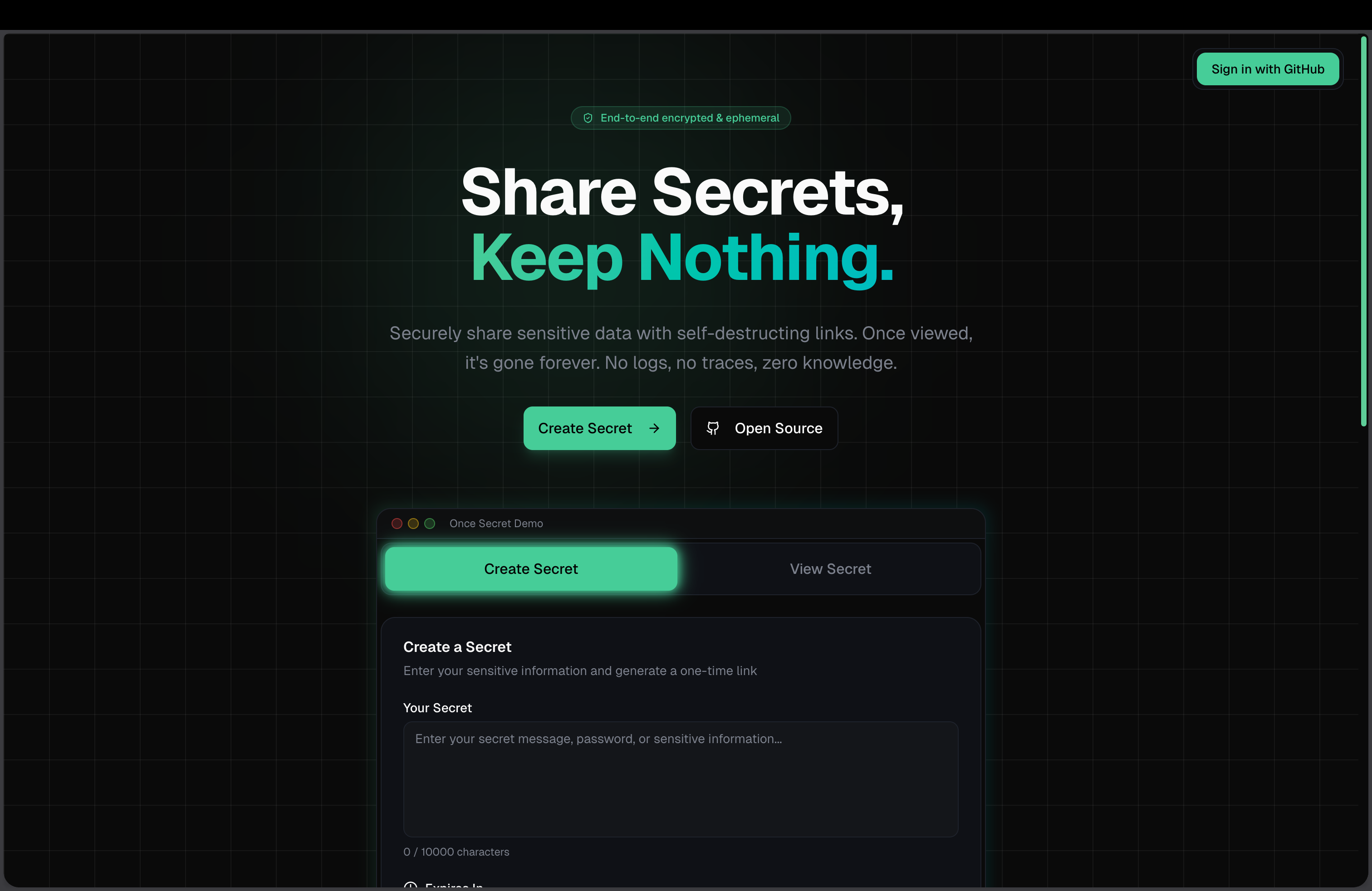 OneSecret screenshot